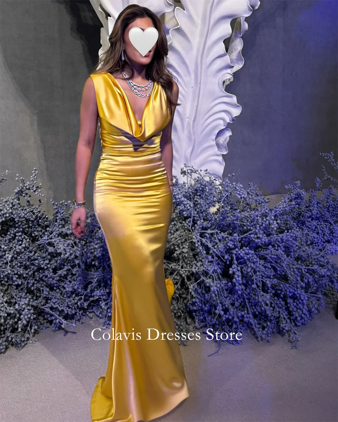 2025 Cowl Neck Customized Silk Satin Gold Prom Dresses Evening Dress Mermaid Floor Length Women Evening Gowns Formal Party Dress 2025 Cowl Neck Customized Silk Satin Gold Prom Dresses Evening Dress Mermaid Floor Length Women Evening Gowns Formal Party Dress