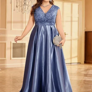 Plus Size Luxury Gold Pink Green Satin V-Neck Evening Dress Women Sequin Wedding Party Prom Floor Length Cocktail Dress Gowns