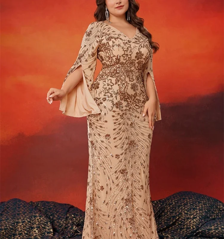 Plus Size Gold Black Burgundy  Dark Green Evening Dresses