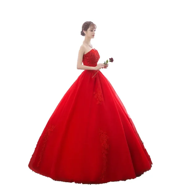 Red Quince Dresses Ball Gown Princess Lace Appliques Beading Formal Birthday Party - Image 2