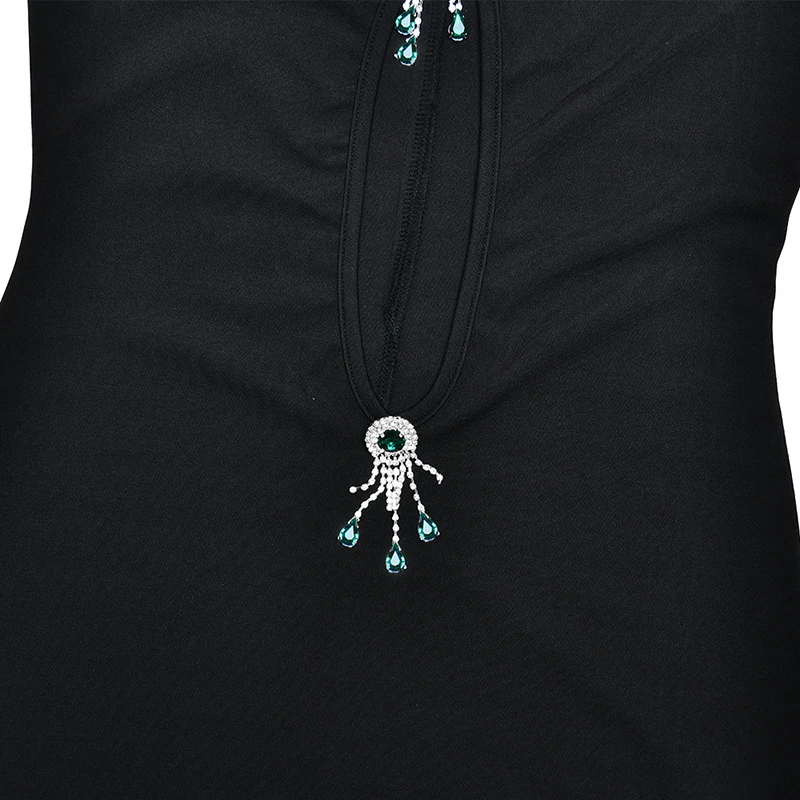 Mozision Hollow Out Pearl Tassel Sexy Maxi Dress For Women Black O Neck Sleeveless High Waist Bodycon Club Party Long Dress