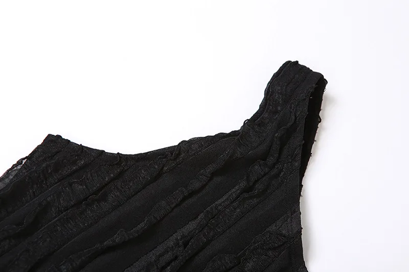 Elegant Sexy Black Ruffles One Shoulder Long Dress Women Sleeveless Backless Slim Maxi Club Evening Party Robe