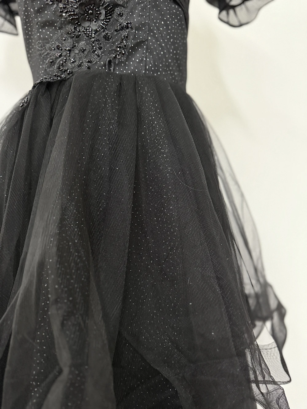 New Graduation High School Dress French High end Black Long Evening Dresses for Women Bubble Sleeve Bridesmaid Wedding Dress