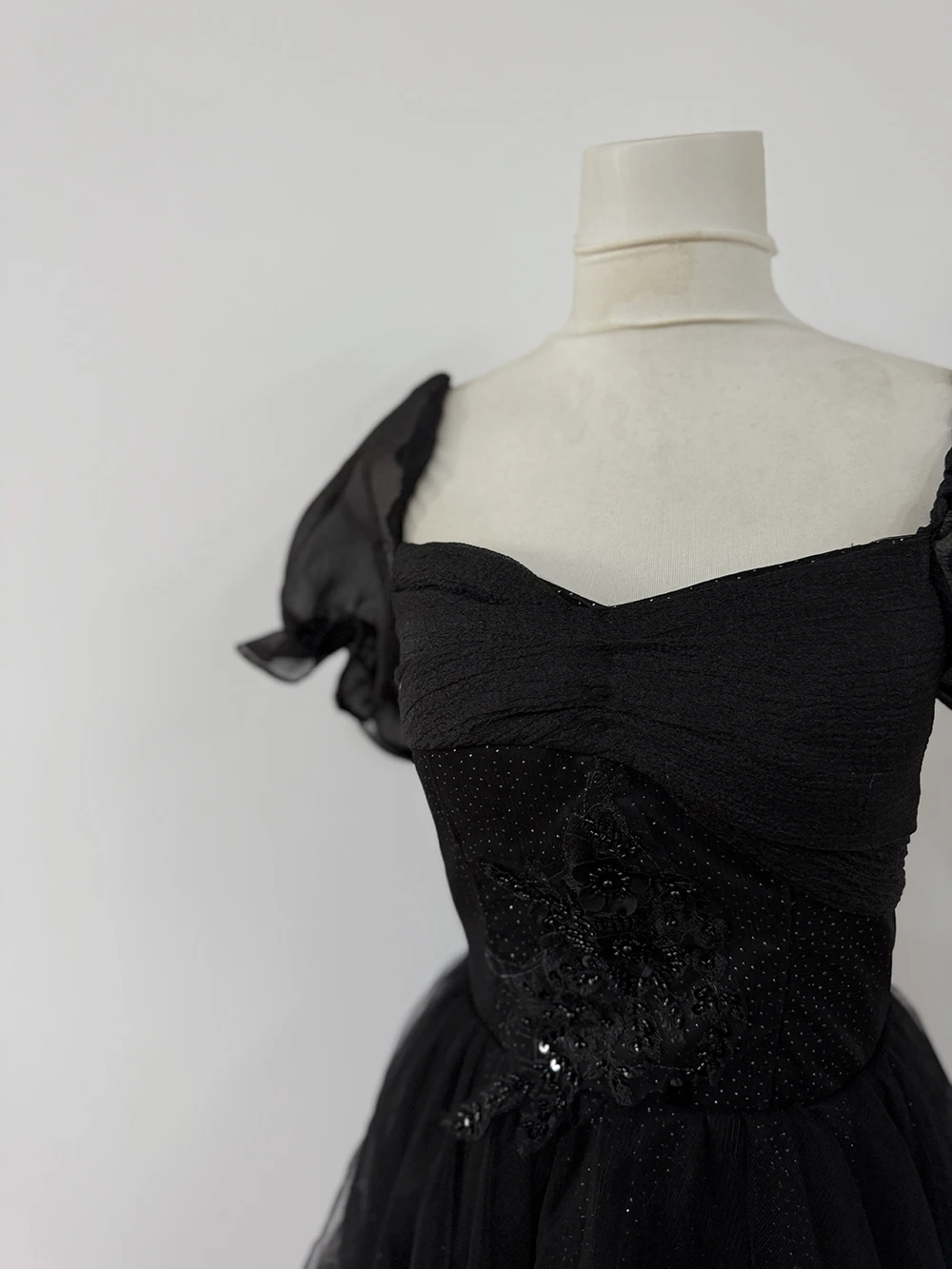 New Graduation High School Dress French High end Black Long Evening Dresses for Women Bubble Sleeve Bridesmaid Wedding Dress