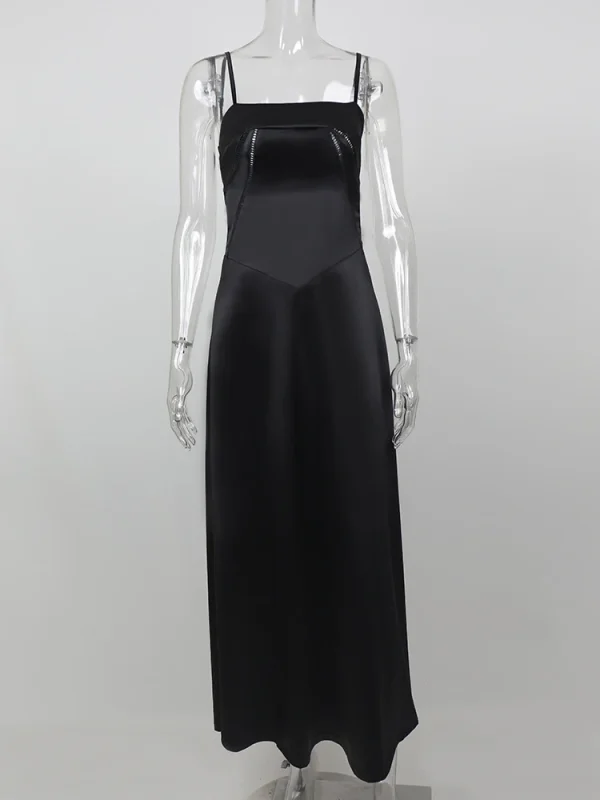 Lace-up Maxi Black Strap Sleeveless Backless Dress - Image 6