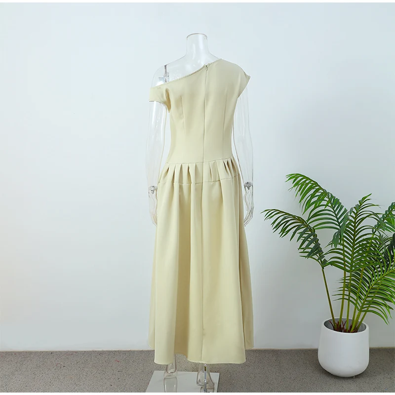 Black A-line Women's Long Dress Elegant Square Neck Pleated Sleeveless Sling Maxi Dresses 2025 Summer Lady Vacation Party Robes