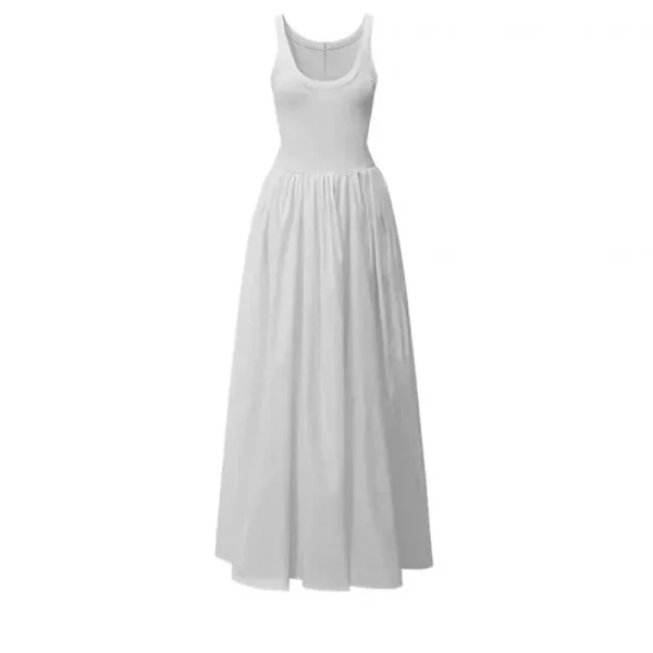 Black White Strapless Sleeveless Long Dress - Image 6