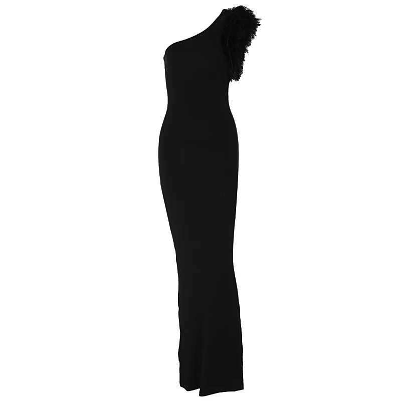 Black Sleeveless One Shoulder Maxi Dress For Women Bodycon Sexy Party Elegant Long Dress Birthday Evening Outfit Black Sleeveless One Shoulder Maxi Dress For Women Bodycon Sexy Party Elegant Long Dress Birthday Evening Outfit
