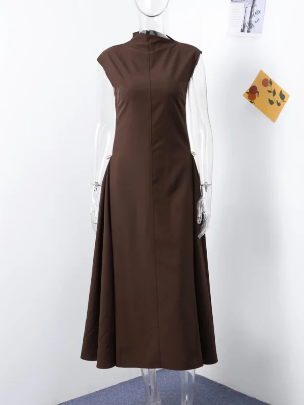High Slit Black Sleeveless Dress - Image 5