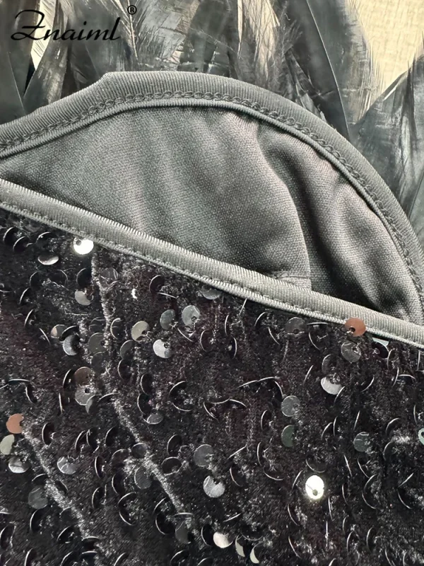 Black Deep V-neck Sequin Strapless Mini Dress - Image 6