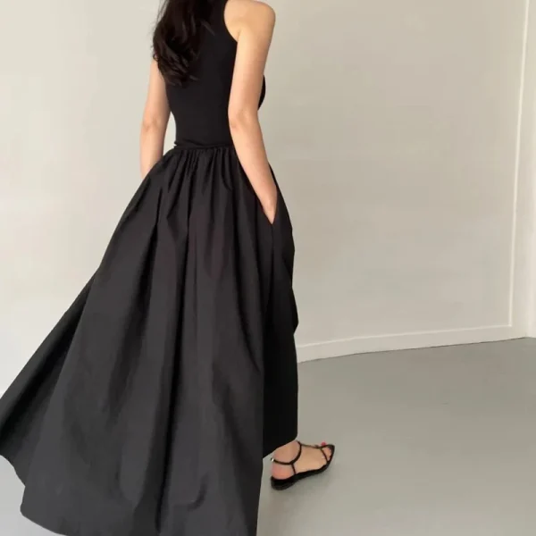 New Summer Simple Elegant Black Long Guest Dresses For Women Round Neck Sleeveless High Waist Temperament Female Fashion Style Dress - Image 6