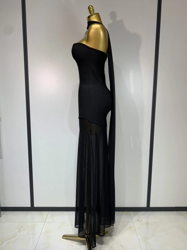 Sexy Strapless Long Bandage Dress Black White Mesh Patchwork Elegant Women Black Evening Party Gowns Birthday Dresses - Image 3