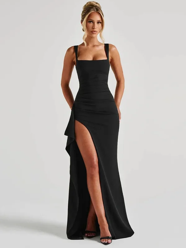 Black Backless Sexy Maxi Sleeveless Dresses - Image 2