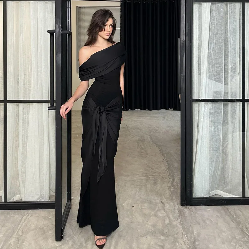 New Party Evening Dresses Elegant Black Slash Neck Maxi Dress For Women Fashion Short Sleeve Bodycon Banquet Vestidos Female New Party Evening Dresses Elegant Black Slash Neck Maxi Dress For Women Fashion Short Sleeve Bodycon Banquet Vestidos Female