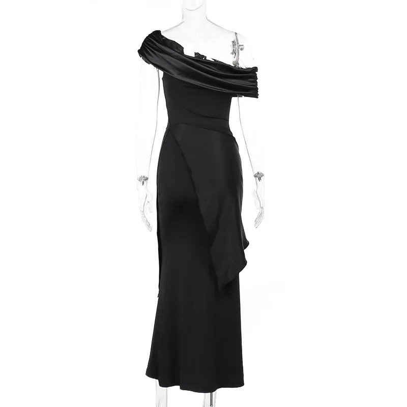 New Party Evening Dresses Elegant Black Slash Neck Maxi Dress For Women Fashion Short Sleeve Bodycon Banquet Vestidos Female New Party Evening Dresses Elegant Black Slash Neck Maxi Dress For Women Fashion Short Sleeve Bodycon Banquet Vestidos Female