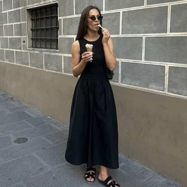 Black Khaki Dresses Summer Slim Simple Street For Wedding - Image 4