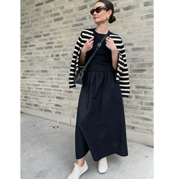 Black Khaki Dresses Summer Slim Simple Street For Wedding - Image 2