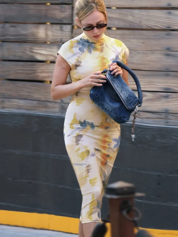 Tie-Dye Print Dress Colorful Short Sleeve - Image 3