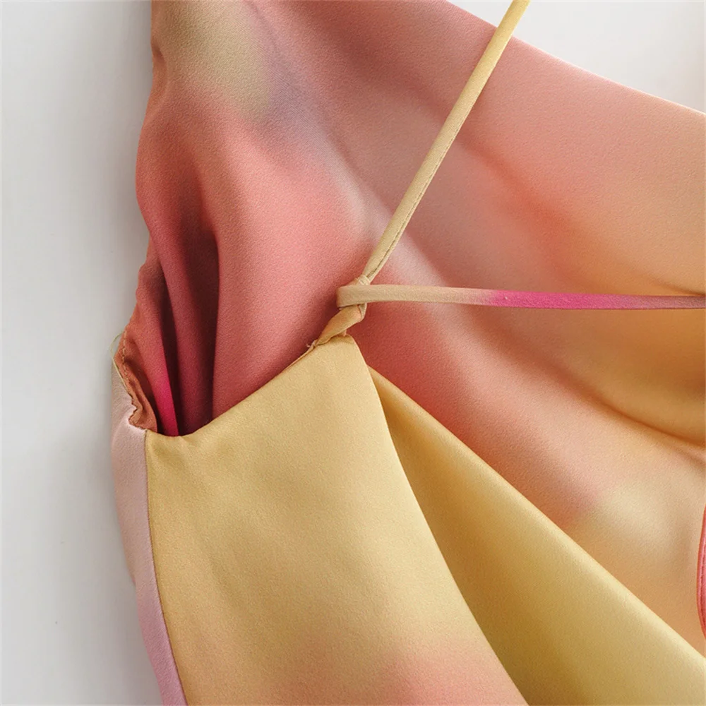 women's tie dye camisole dress with backless decoration for spring and summer new casual women's wear