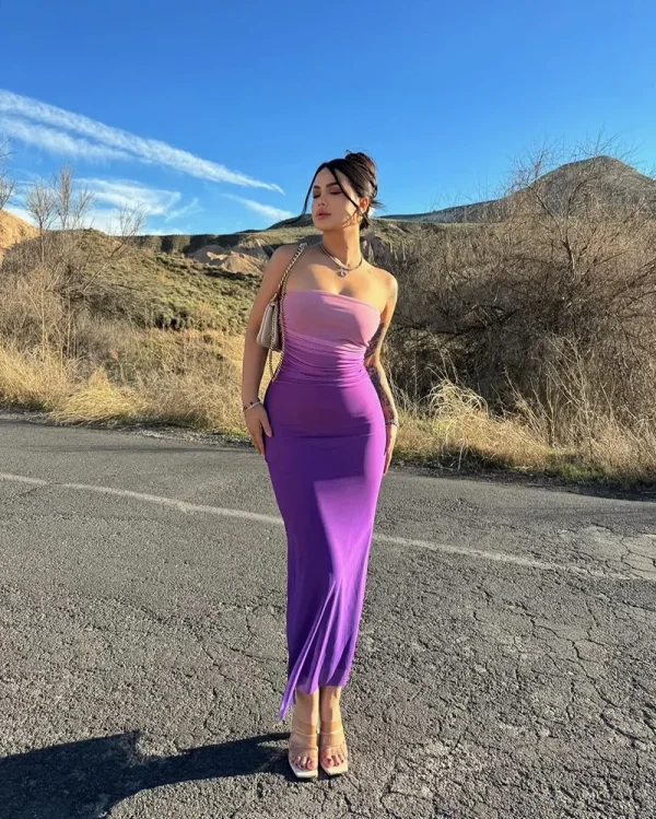 Tie Dye Sleeveless Backless Strapless Dresses