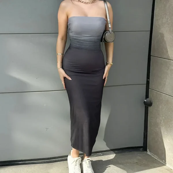 Tie Dye Sleeveless Backless Strapless Dresses - Image 3