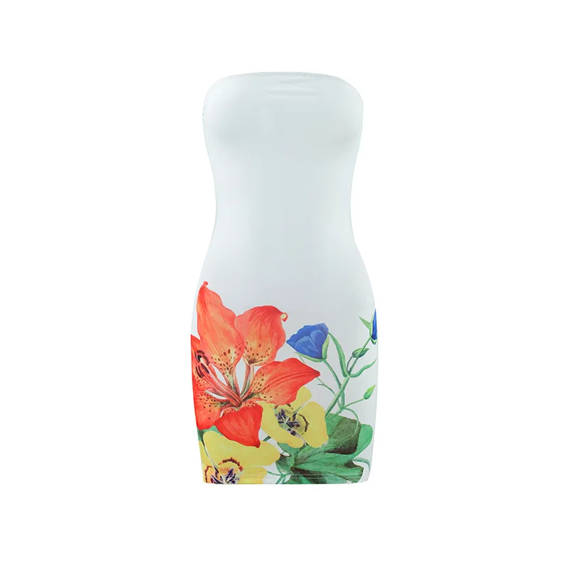 Sexy Sleeveless Strapless Tie Dye Print Tube Dress Women Chest Wrapping Backless Tube Sundress Summer Vocation Beach Clothes