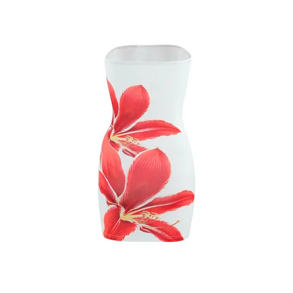 Sleeveless Strapless Tie Dye Print Dress - Image 6