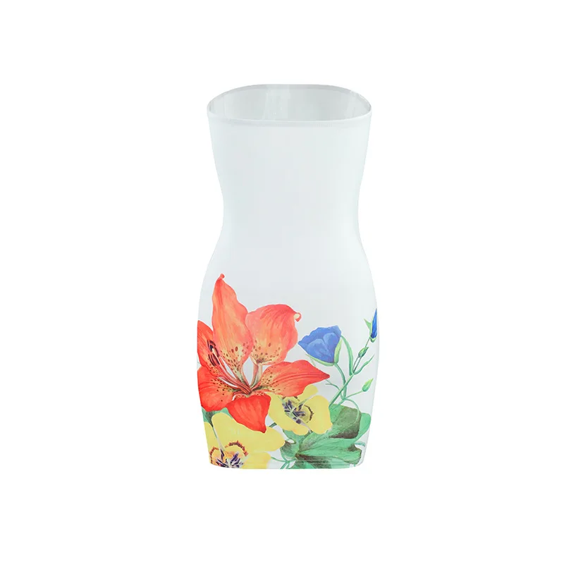 Sexy Sleeveless Strapless Tie Dye Print Tube Dress Women Chest Wrapping Backless Tube Sundress Summer Vocation Beach Clothes