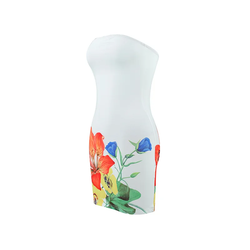 Sexy Sleeveless Strapless Tie Dye Print Tube Dress Women Chest Wrapping Backless Tube Sundress Summer Vocation Beach Clothes