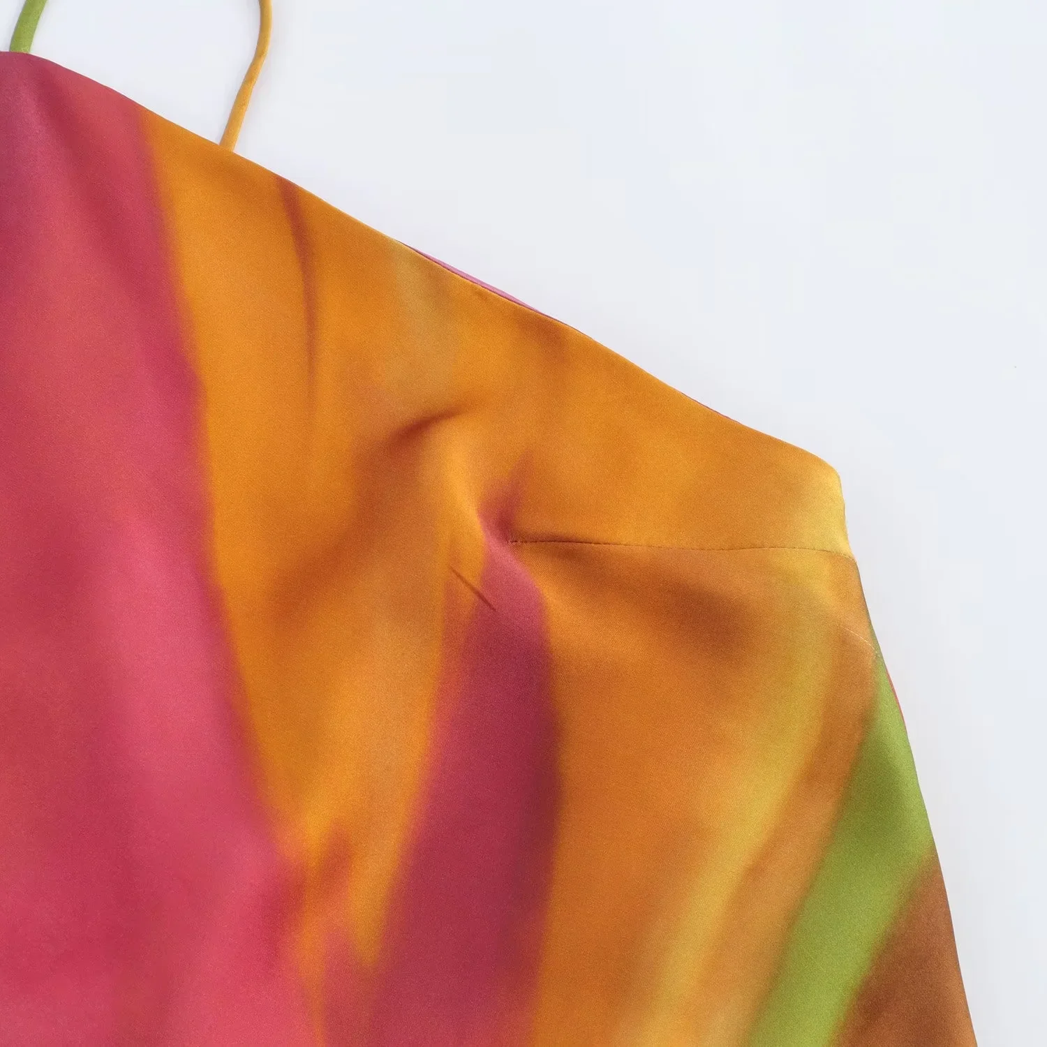  Women's Dress 2024 Print Halter Midi Dresses Summer Tie Dye Long Dresses For Women Backless Sexy Satin Holiday Dresses