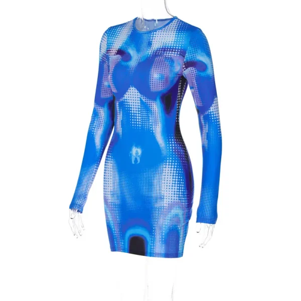 Tie-Dye Bodycon Short Mini Dress - Image 5