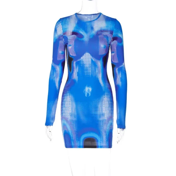 Tie-Dye Bodycon Short Mini Dress - Image 4