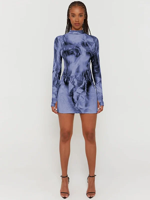 Tie-Dye Long Sleeve Mini Dress - Image 5