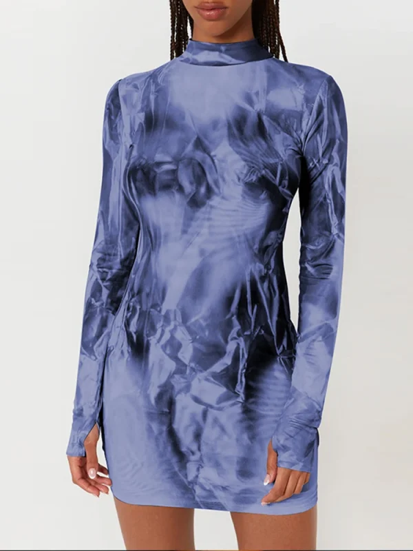 Tie-Dye Long Sleeve Mini Dress - Image 4