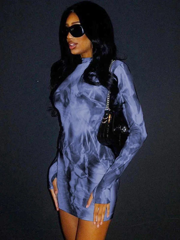 Tie-Dye Long Sleeve Mini Dress