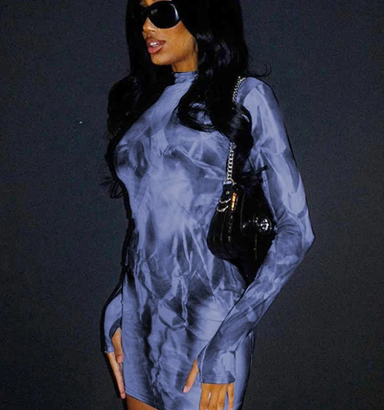 Tie-Dye Long Sleeve Mini Dress