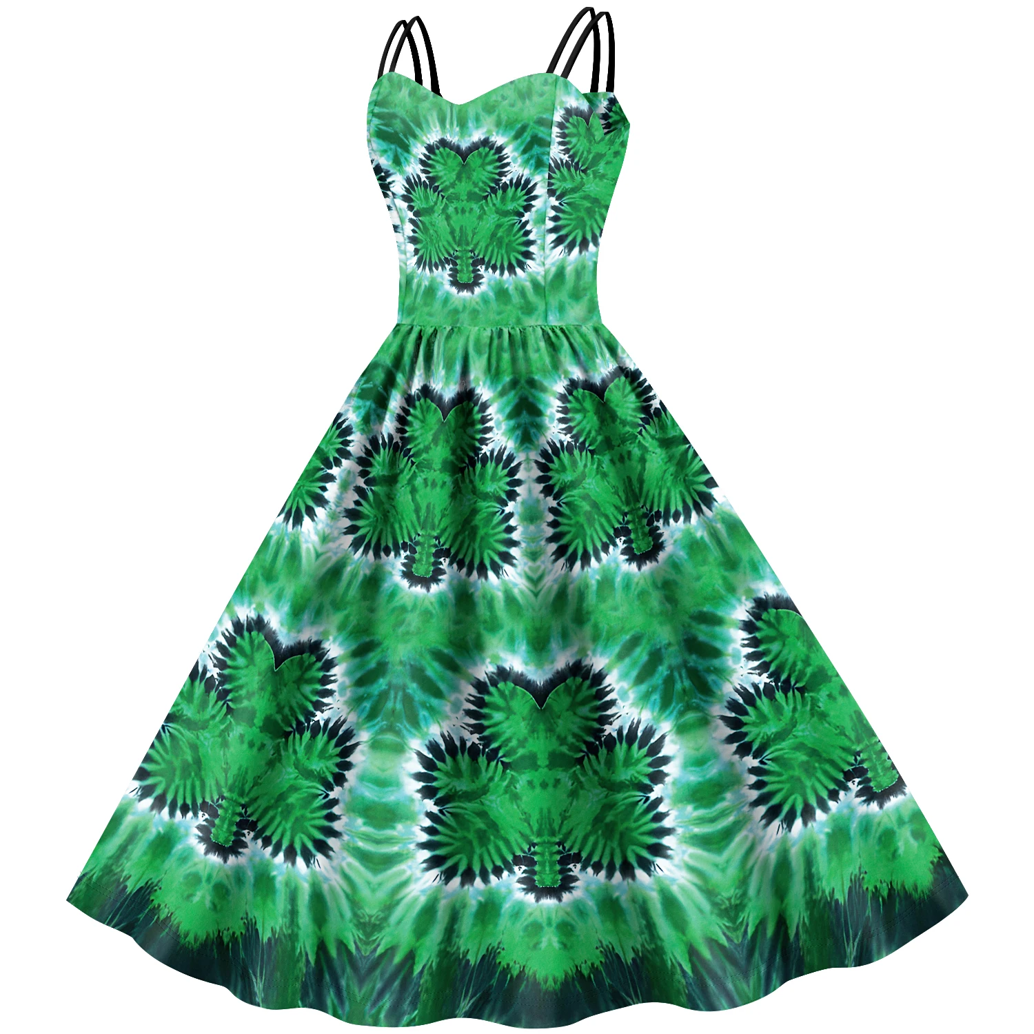 Irish Traditional Festivals Women Green Clover Shamrock Tie Dye Female St Patrick Day Party Wrap Dress