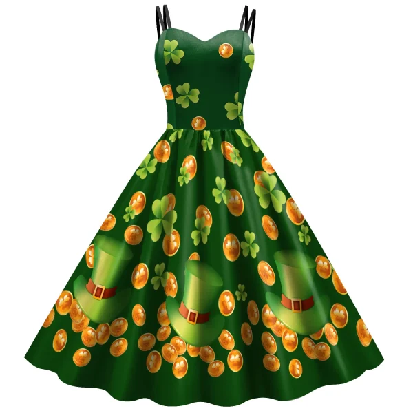 Tie-Dye Shamrock Wrap Green Dress - Image 4
