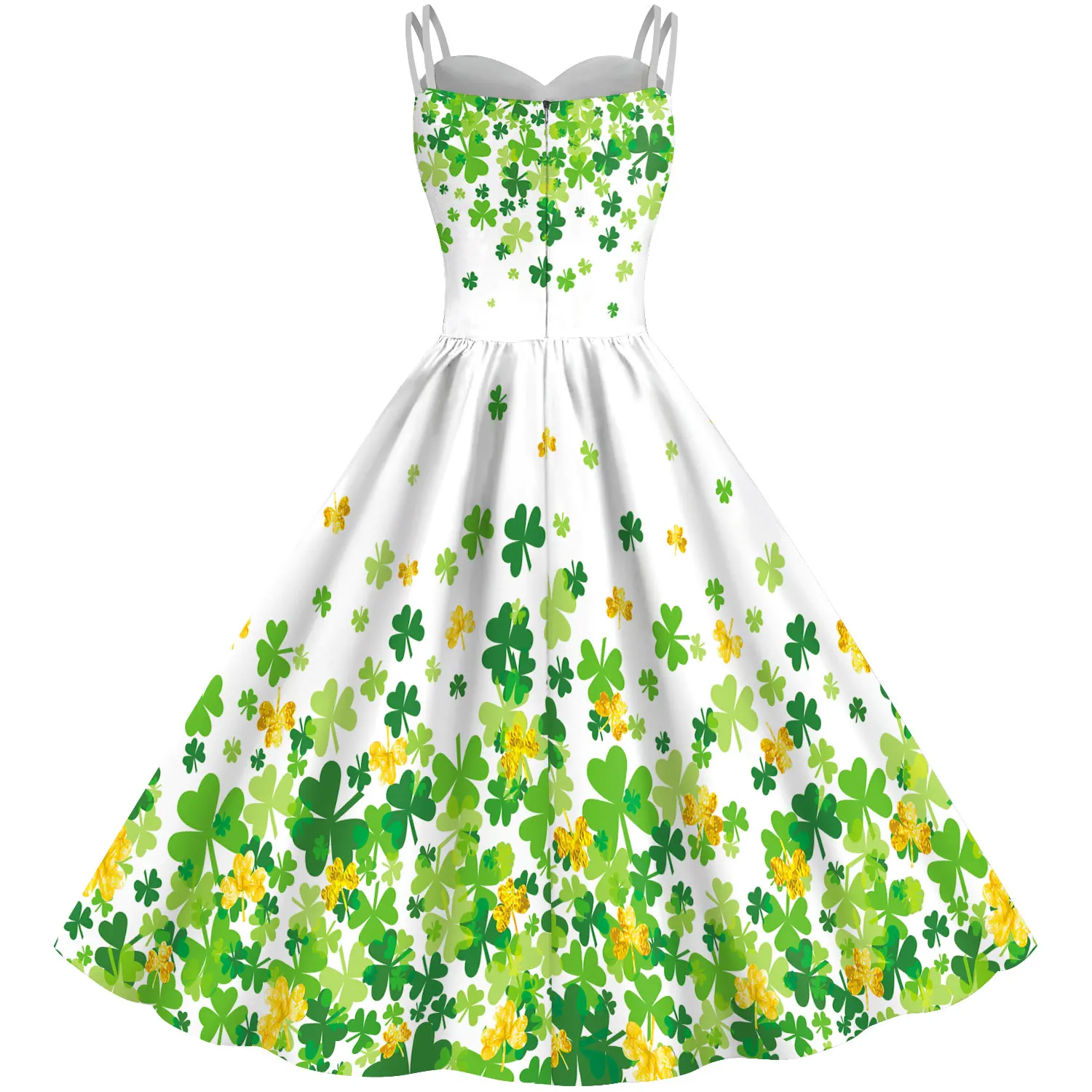 Irish Traditional Festivals Women Green Clover Shamrock Tie Dye Female St Patrick Day Party Wrap Dress