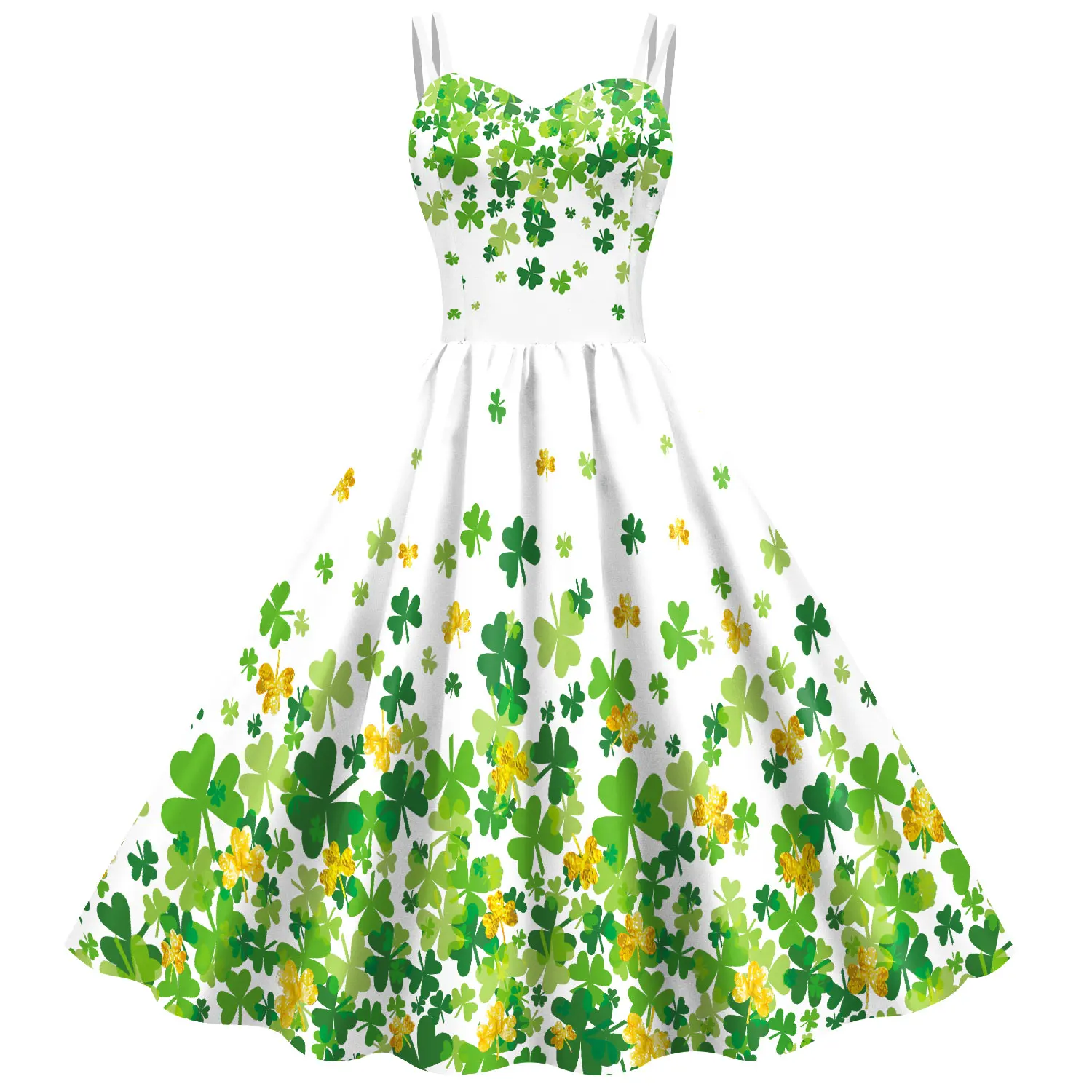 Irish Traditional Festivals Women Green Clover Shamrock Tie Dye Female St Patrick Day Party Wrap Dress