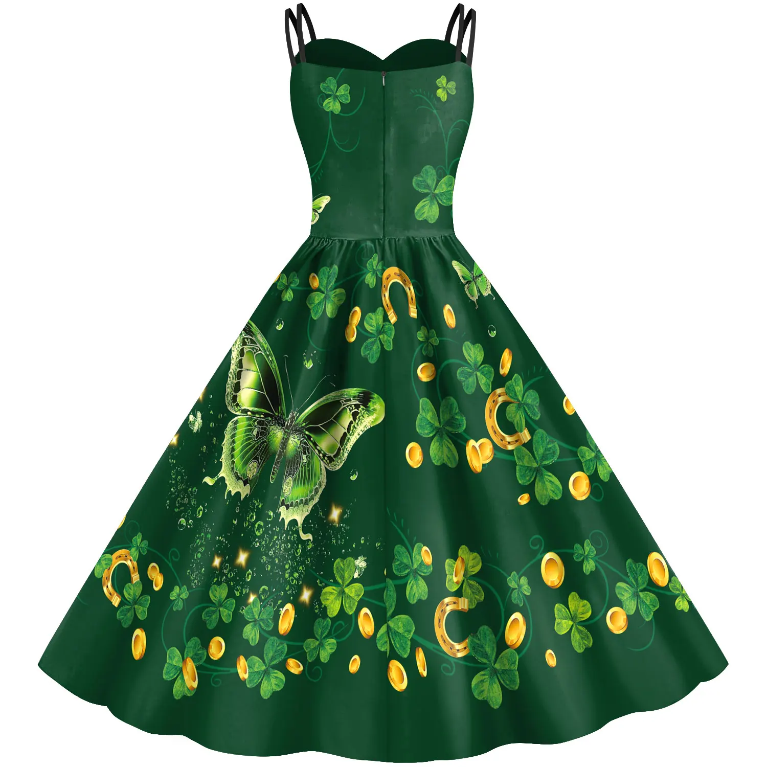 Irish Traditional Festivals Women Green Clover Shamrock Tie Dye Female St Patrick Day Party Wrap Dress Vestidos платье женское