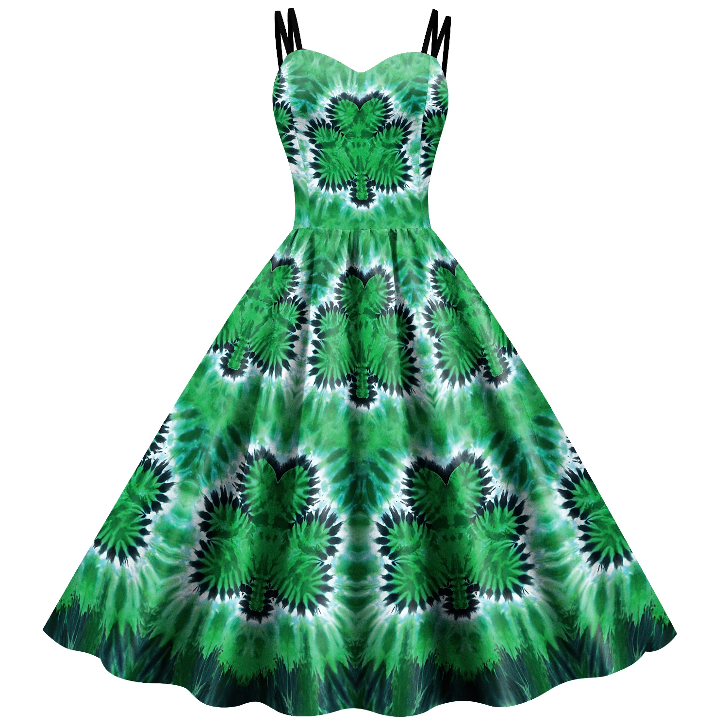 Irish Traditional Festivals Women Green Clover Shamrock Tie Dye Female St Patrick Day Party Wrap Dress