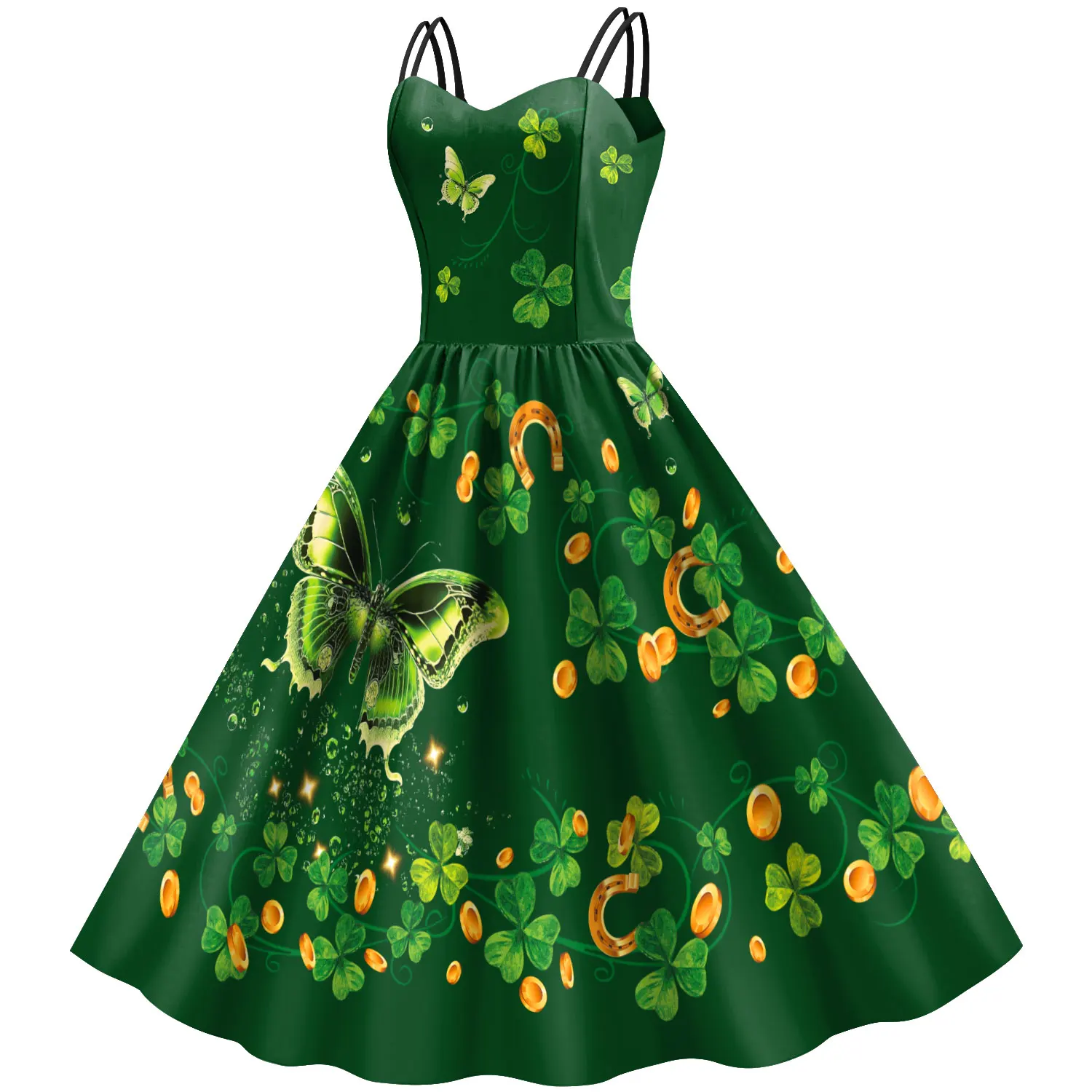 Irish Traditional Festivals Women Green Clover Shamrock Tie Dye Female St Patrick Day Party Wrap Dress Vestidos платье женское