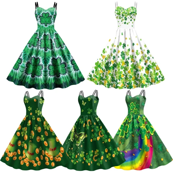 Tie-Dye Shamrock Wrap Green Dress