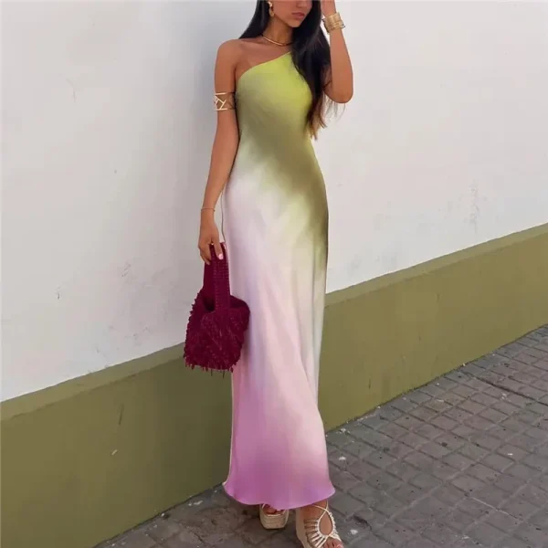 Tie-Dye Backless Off-Shoulder Dress - Image 6