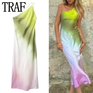 Tie-Dye Backless Off-Shoulder Dress
