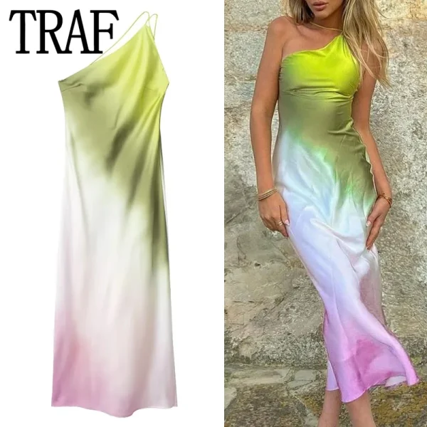 Tie-Dye Backless Off-Shoulder Dress