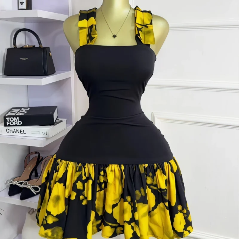 Tie-Dye Patchwork Bodycon Mini Dress