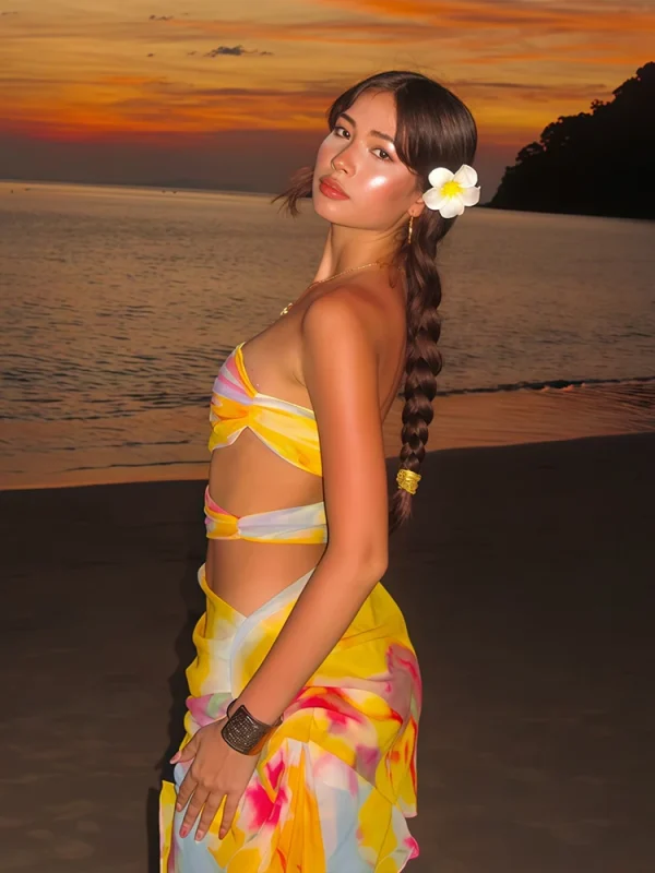 Print Colorful Strapless Mini Dress - Image 2