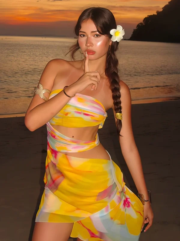 Print Colorful Strapless Mini Dress - Image 5